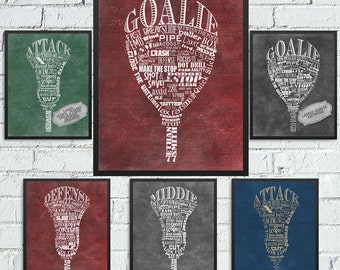 Personalized Lacrosse Stick Word Art-Every Position Available for MENS & WOMENS Lacrosse Player Gift, Lacrosse Coach Gift, Lacrosse Wall Art