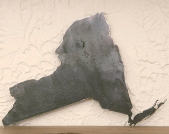 New York State Metal Cut Out, Metal Art, Handmade, Modern , NEW, Home Decor, 16x12", Exact replica of the state of New York