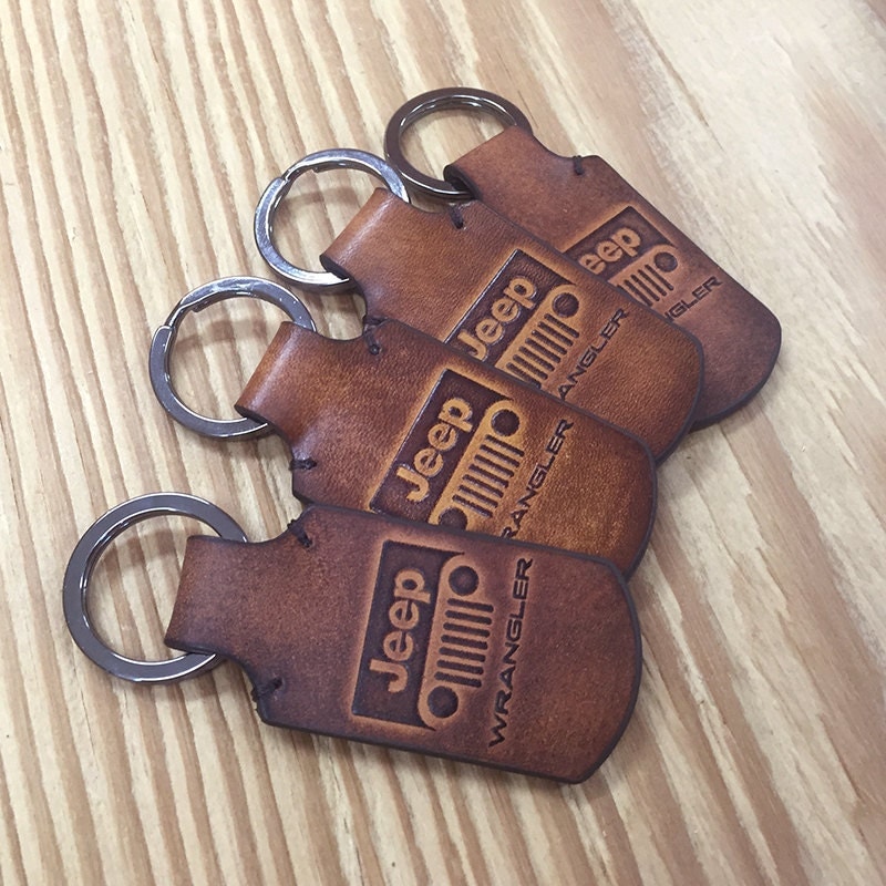 Jeep wrangler leather keychain.