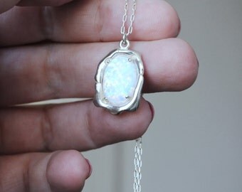 White Opal necklace. Opal pendant. Fire opal. Opal Jewelry. Big Opal. White Opal. Silver Opal Necklace. Opal ring. Opal set. Girlfriend gift