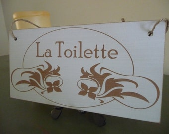 Toilet Sign, La Toilette Sign, Distressed Italian Sign, Art Nouveau Wall Decor, Rustic Wooden Sign
