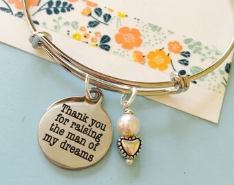 Thank you for raising the Man of My Dreams, silver, Mother in Law Gift, Thank you for raising the woman of my dreams, gift