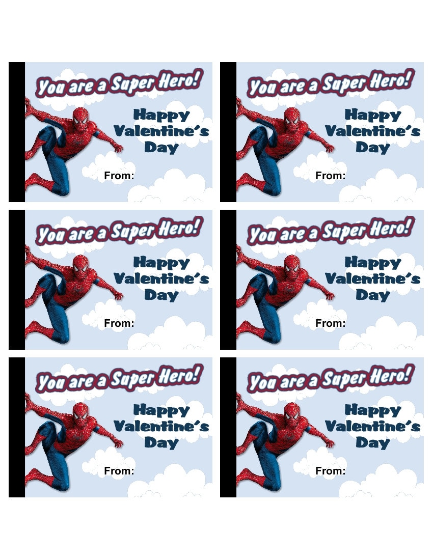 Spiderman Valentine Cards Print at Home by on Etsy