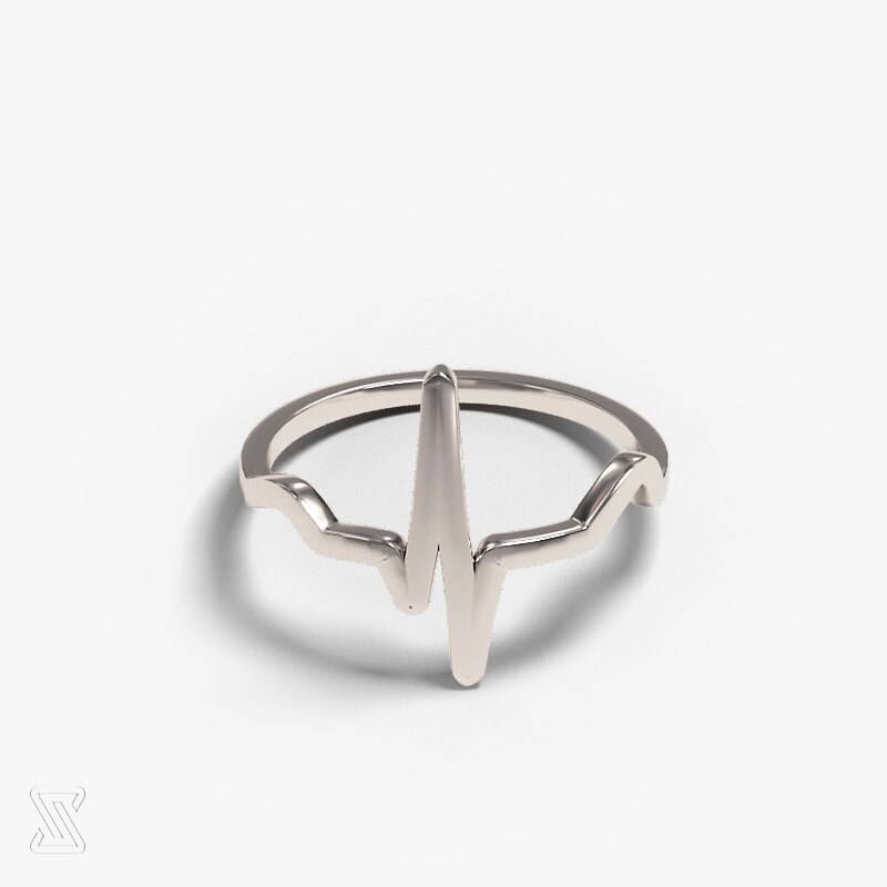science jewelry human heart beat silver ring 3D printed