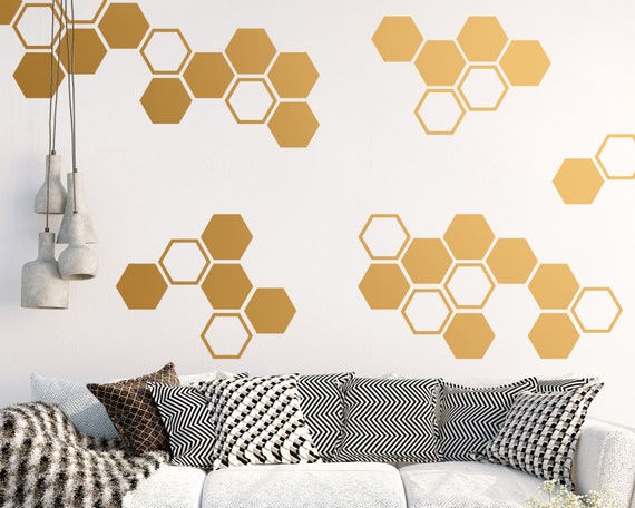 Large Honeycomb Wall Decals Hexagon Vinyl Decals Geometric