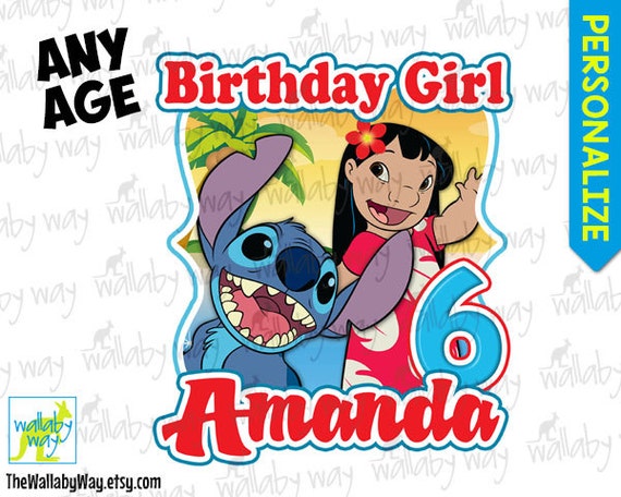 Lilo Stitch Birthday Printable Disney Iron On Transfer Or
