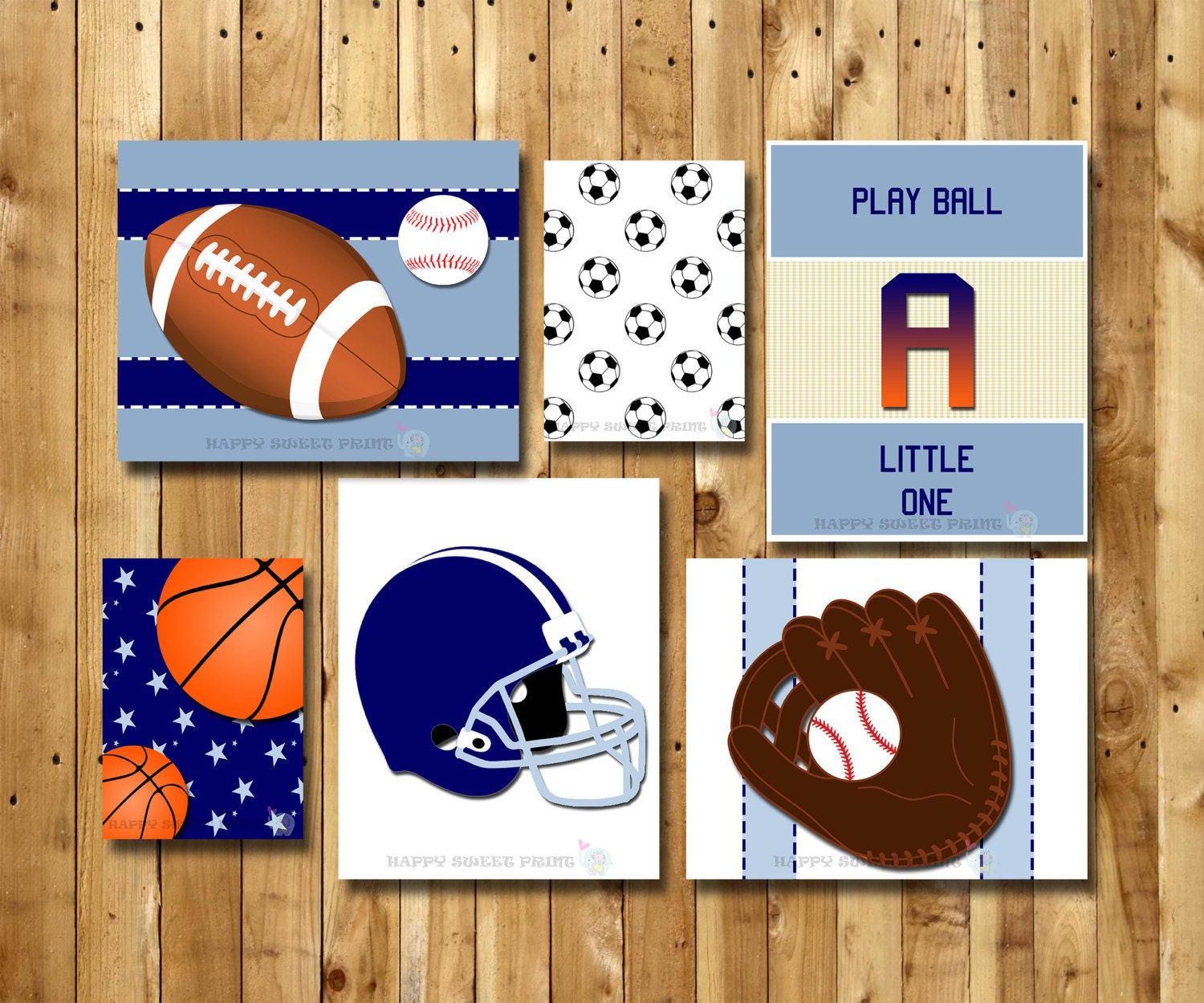 sport themed nursery wall print set of 6 bluenavy baseball
