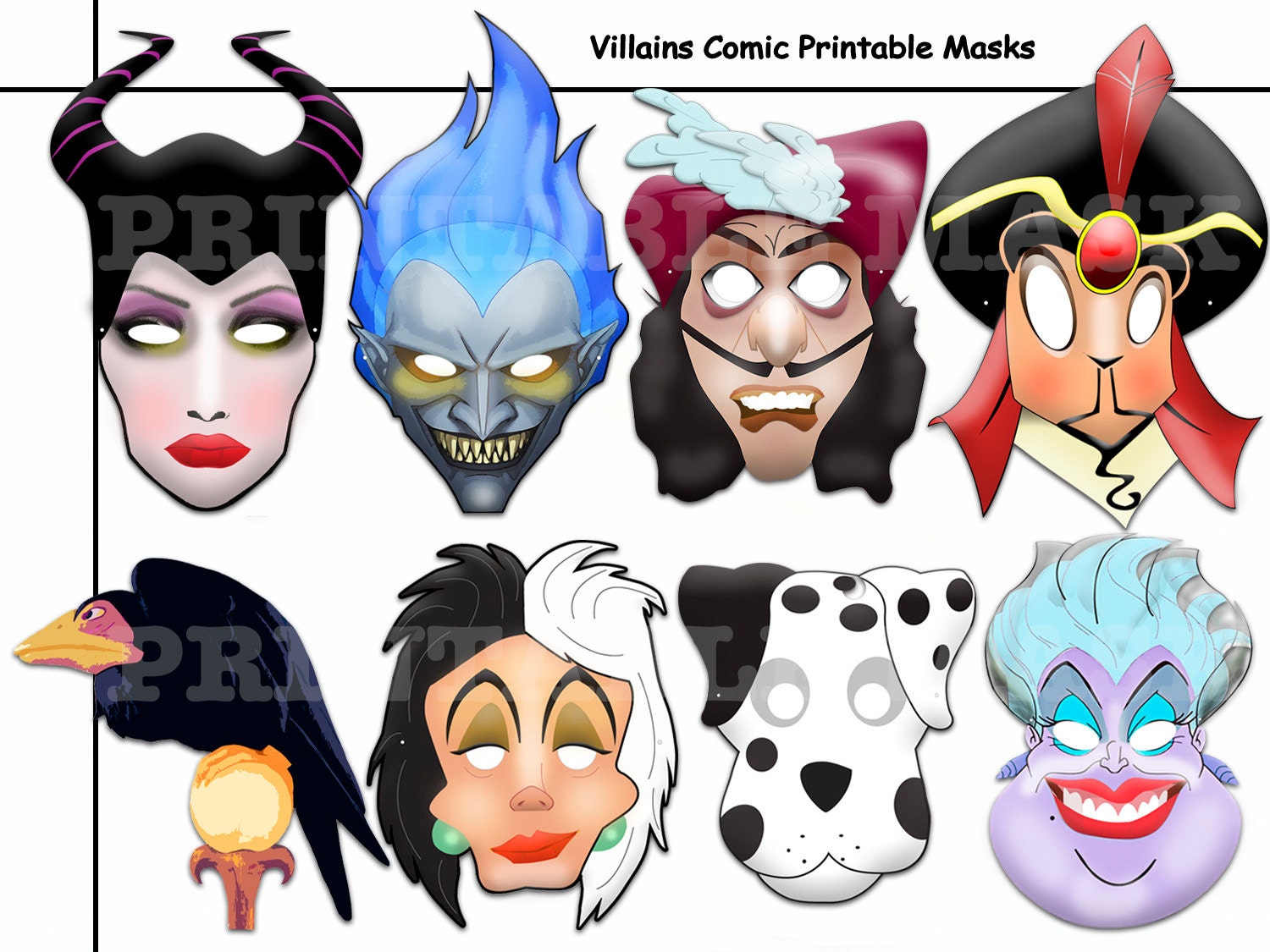 Unique Villains Comic Printable Masks paper party photo