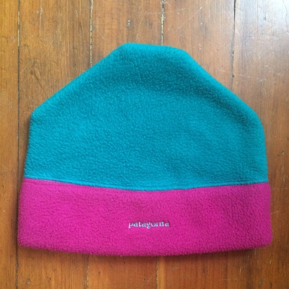 Items similar to Vintage Patagonia Fleece Hat - Made in USA Purple and Green on Etsy