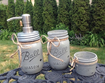 Mason Jar Bathroom Set of 3 - BEST PRICE on ETSY!