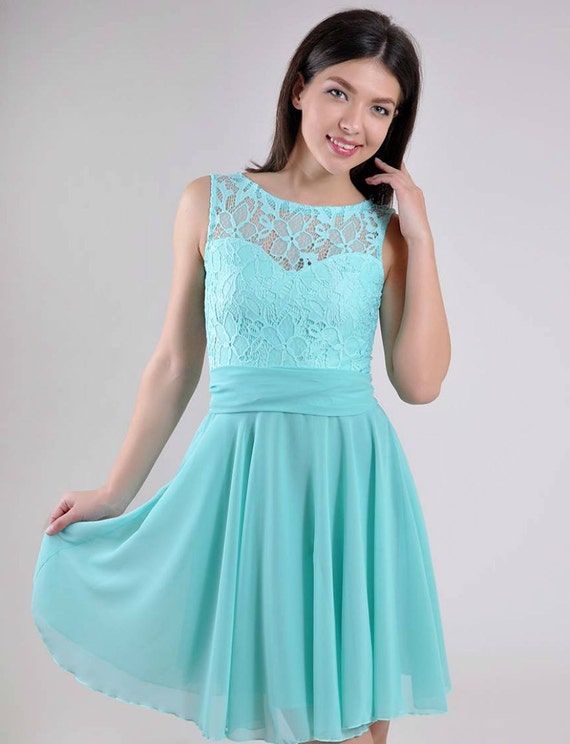  Turquoise  Wedding Dress  Lace Short  Bridesmaid  Dress  Turquoise 