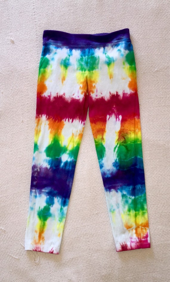 Tie Dye Leggings Girls Medium Rainbow