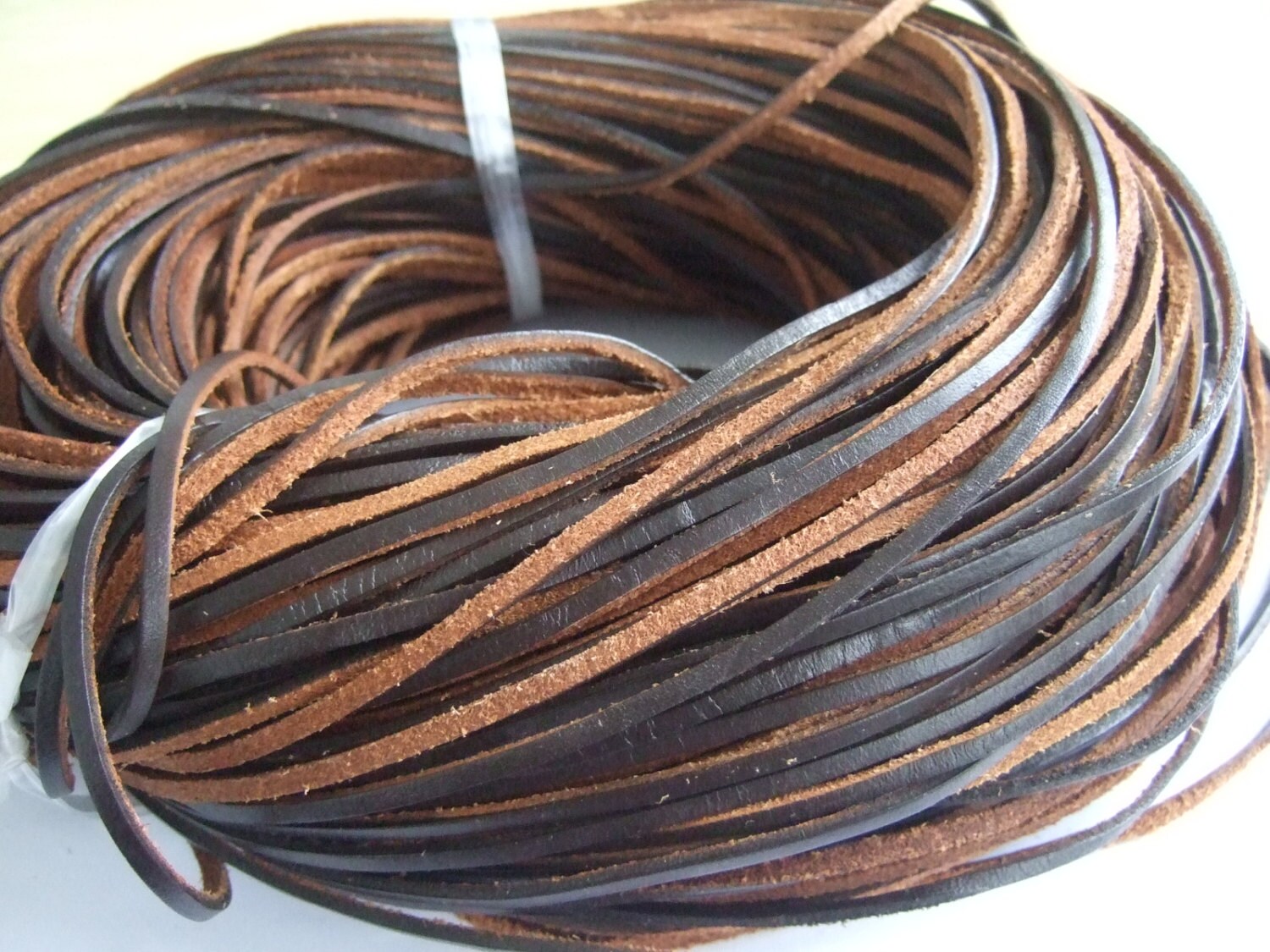 3x2mm Dark Brown Genuine leather cord Flat leather Strip P367