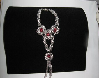 Chainmail and Swarovski Crystal Slave Bracelet / Handflower (Byzantine and Romanov)