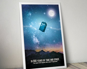 Doctor Who poster Tardis poster Doctor Who alternative poster Dr Who Space poster Science Fiction poster Quote poster
