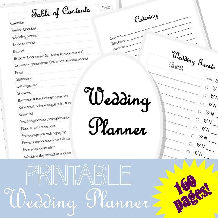 printable wedding planner 160 pages wedding checklist