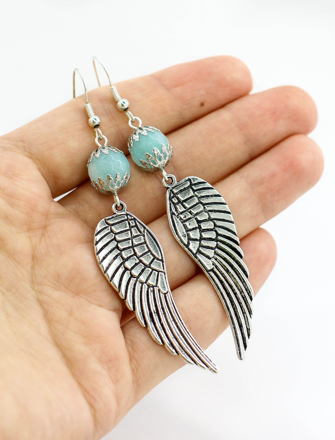 Angel wing earrings Bohemian jewelry Statement earrings Boho