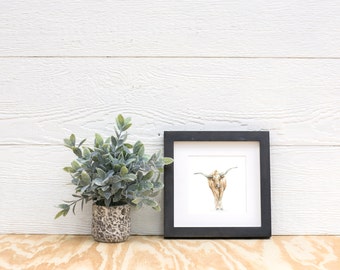Longhorn Watercolor PRINT - Longhorn Painting - Texas Painting - UT - Farm Animal Painting - Longhorn Watercolor - University of Texas