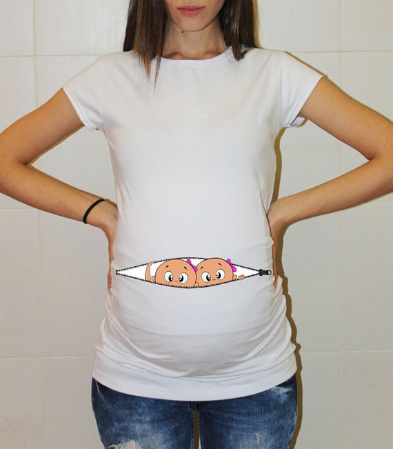 Maternity Shirt Twins Pregnancy Peek a Boo Twins Girls