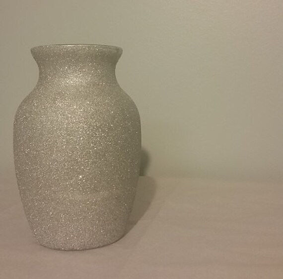 Gold Glitter Vase Centerpiece : Silver glitter glass vase centerpiece wedding