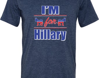 Hillary Clinton Shirt I'm For Hillary Mens Tri Blend V-neck Tee T-Shirt FORHILLARY-C3415