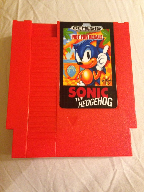 Sonic The Hedgehog Fan Made Nintendo NES Game Cartridge. 8 bit