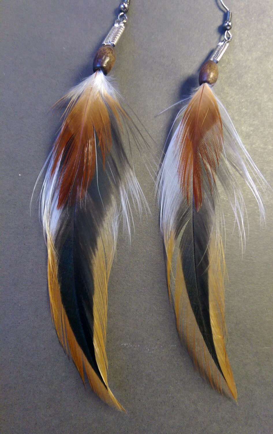 Real feather earrings 4 inch feather earrings Natural
