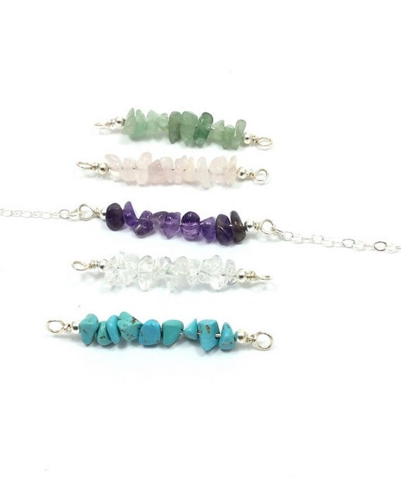 Crystal Chip Bead Bracelet Sterling Silver Crystal Bracelet