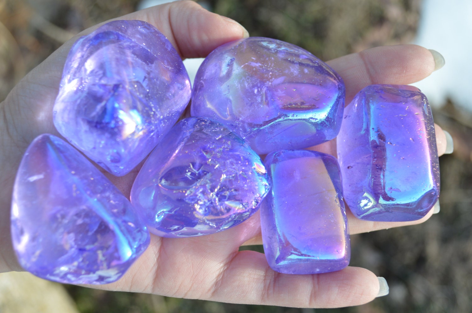 Purple Rose Aura Quartz CrystalRough Rose Aura Quartz Crystal
