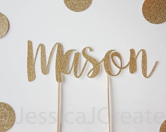 Cake Topper - Name Cake Topper - Gold Glitter Party Decorations - Personalized Cake Topper - Personalized Party Decor