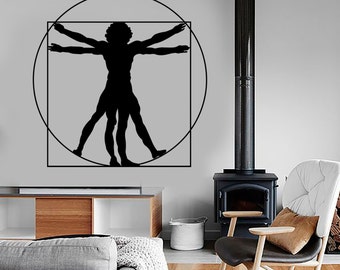Wall Vinyl Decal Leonardo Da Vinci Virtuvian Man Contemporary Modern Decor 1311dz