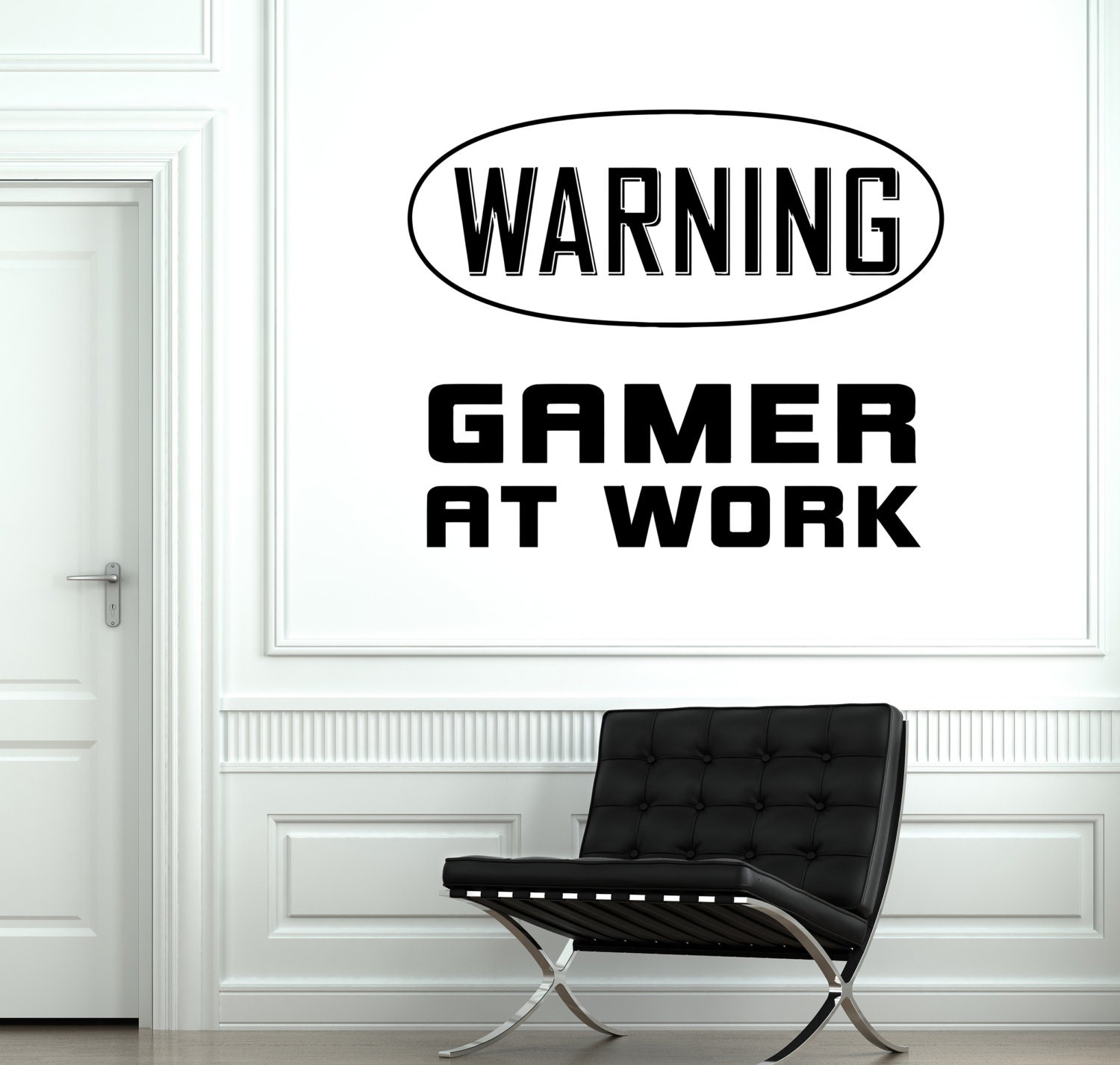 Wall Decal Gaming Warning Gamer At Work Sign Vinyl Decal