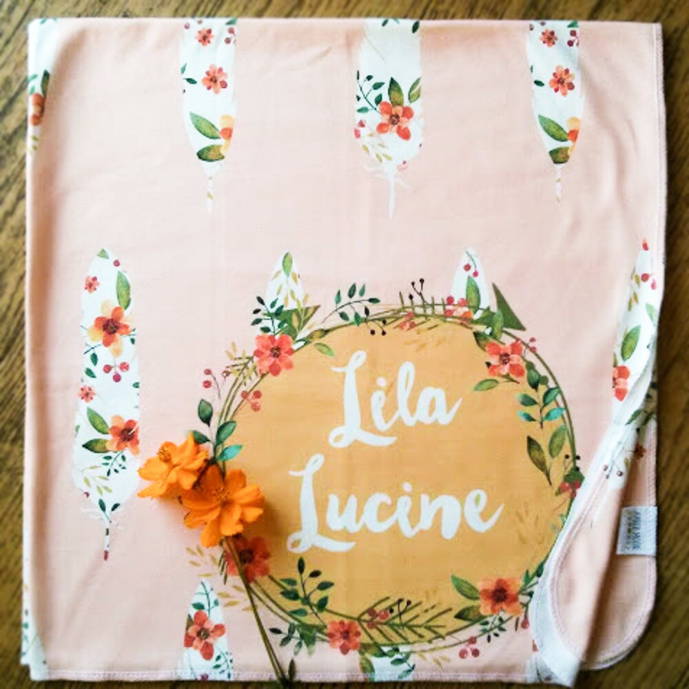 Personalized Swaddle Blanket Monogram Baby Blanket Swaddle