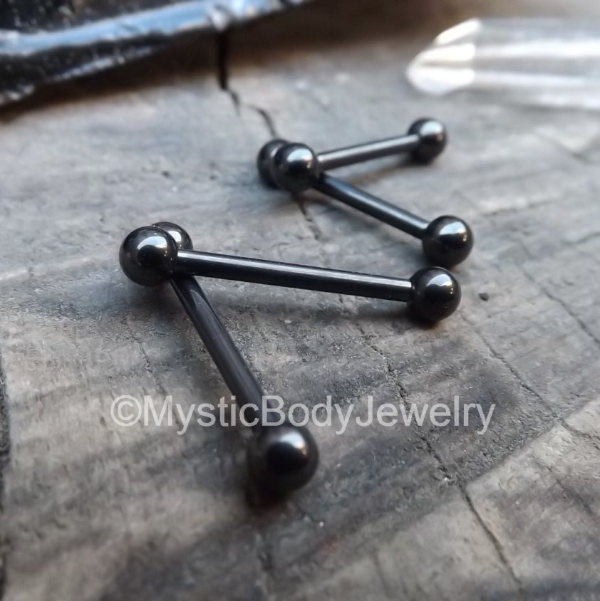 5/8 Black Nipple Barbells 14g 16g Titanium Straight
