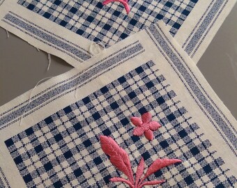 Machine Embroidery Squares Embroidered Quilt Blocks Insertions Sewing Fabric Blocks, 2 Squares