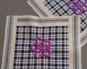 Machine Embroidery Squares Embroidered Quilt Blocks Insertions Sewing Fabric Blocks, 2 Squares