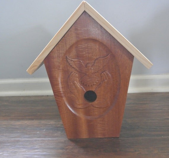 Bird House Uniquely Shaped Carved front Face by NuLookwoodworking