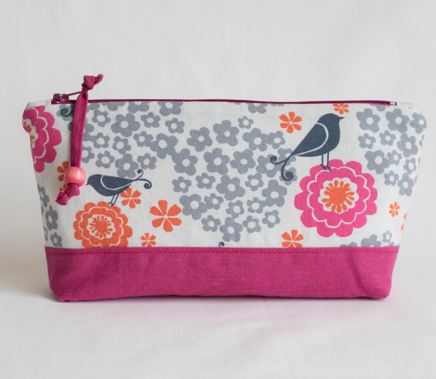 Cosmetic Bag Pencil Case Birdie Makeup Pouch by MyPetiteFabric