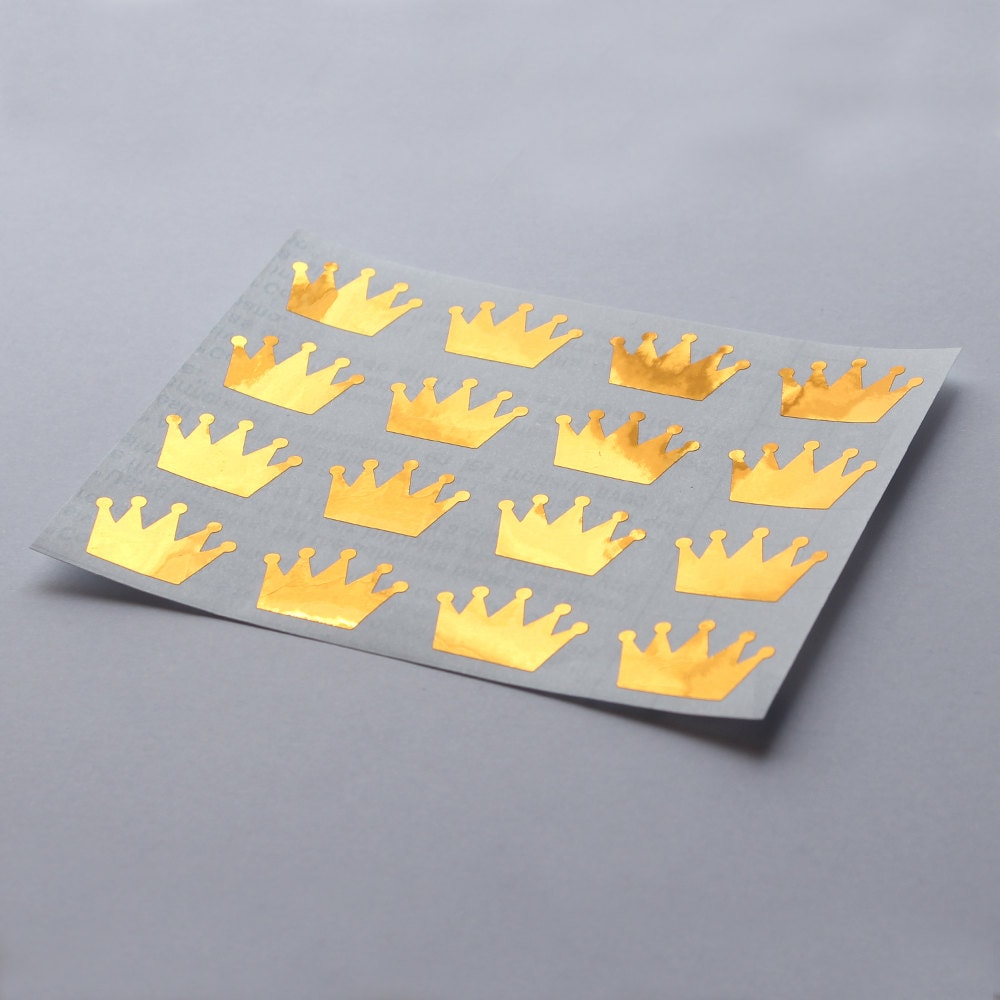 16 Metallic Gold Crown Stickers Gold Crown Labels Planner