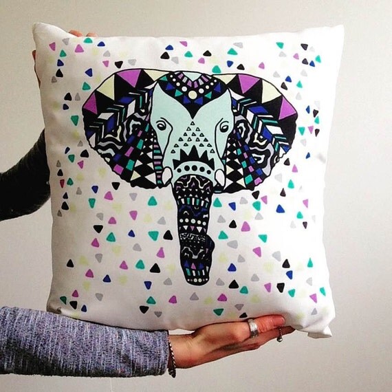 Elephant Pillow Decorative Pillow Travel Pillow by craftedbycrooks
