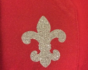 Fleur de lis Iron on decal, glitter decal, glitter Fleur de lis