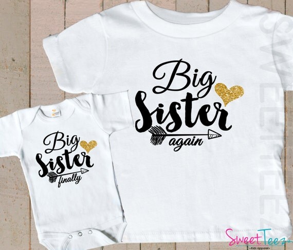 Glitter Shirt SET Big Sister Again Big Sister Finally Sibling