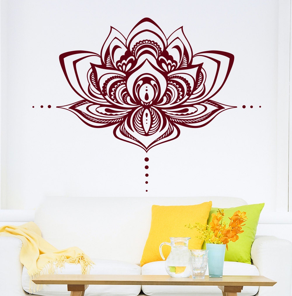 Lotus Flower Wall Decals Lotus Vinyl Stickers Namaste Bohemian