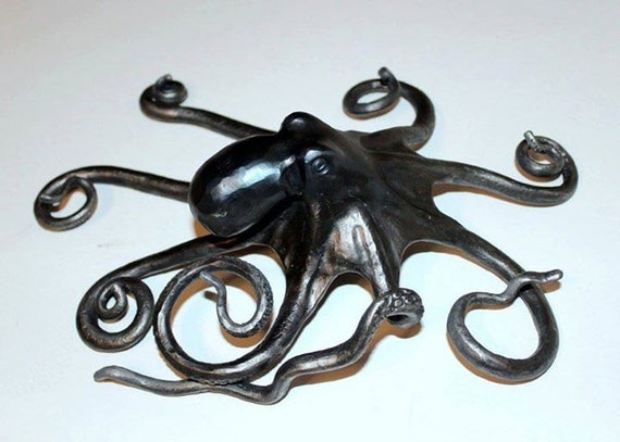 Items similar to Metal Forged Octopus Sculpture - Hand Forged from ...