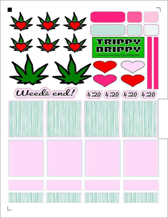 print your own stickers cannabis leaf by trippydrippyshop