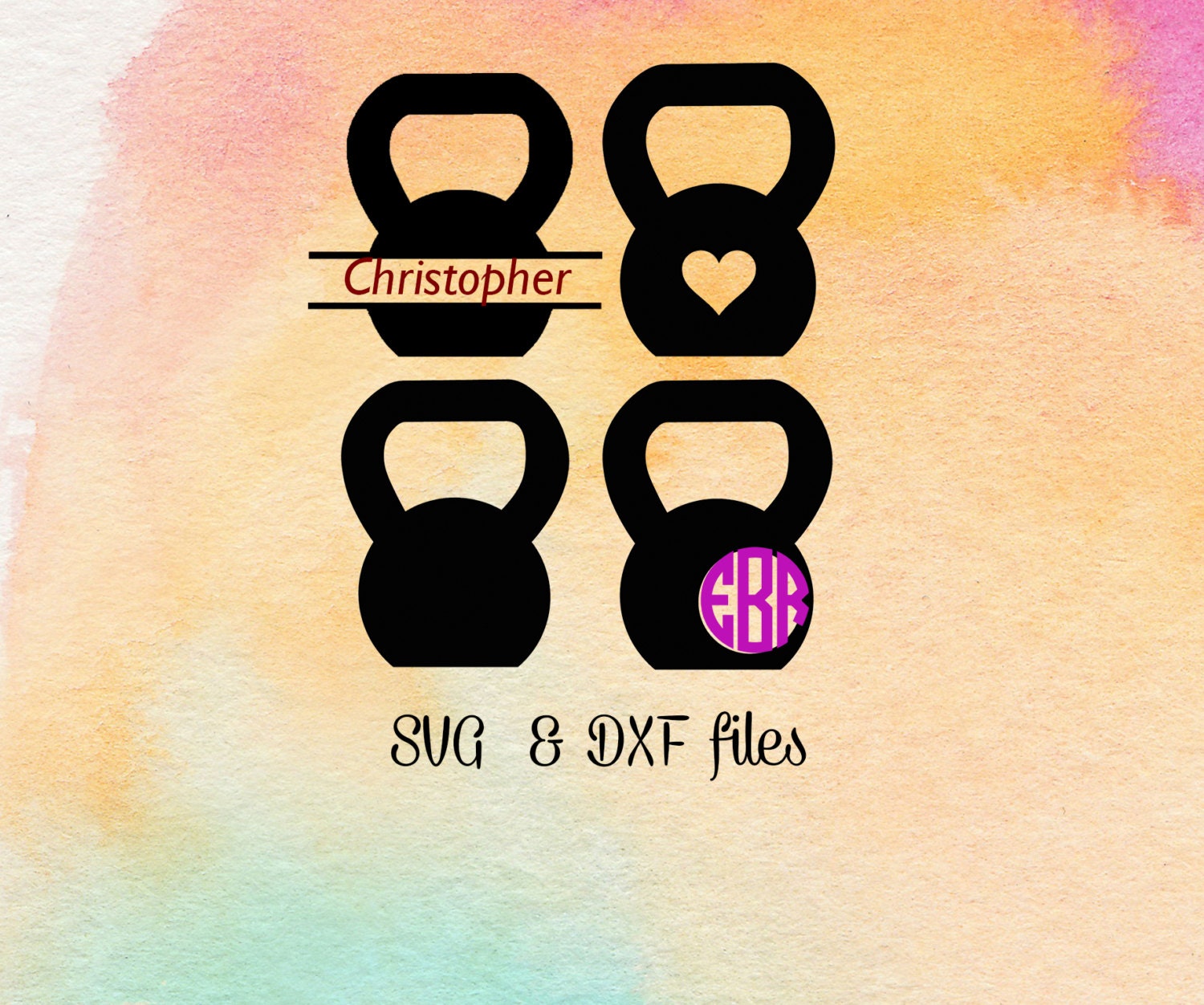 Kettlebell Svg Cut Files Gym Svg Crossfit Monogram Fitness