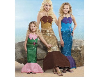 Sewing Pattern for Mermaid Costumes for Childs, Girls & Misses, Simplicity Pattern 8198, Halloween Costume, Mermaid Costume,Mother/Daughter