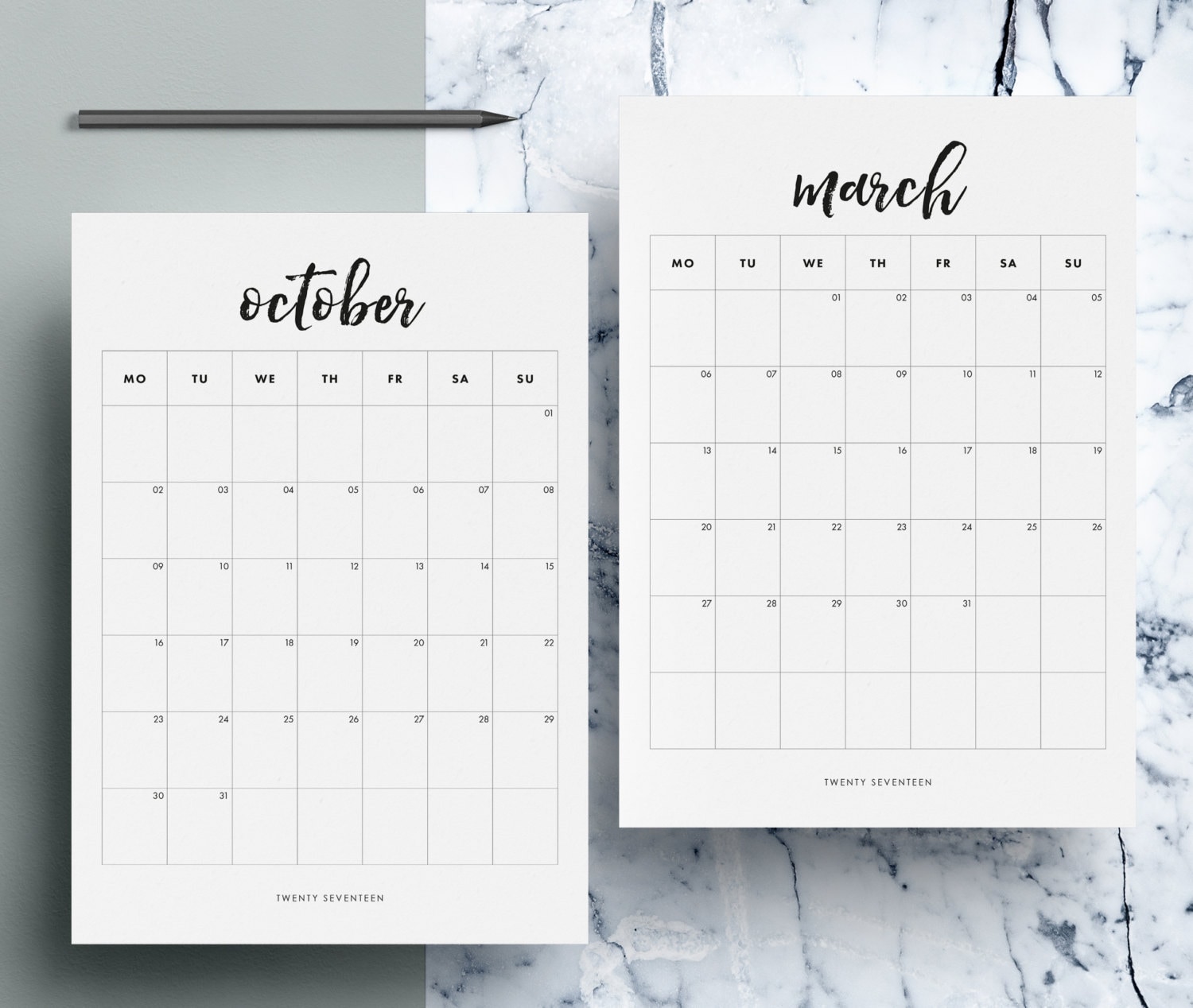 2017 Monthly Calendar Printable 12 Month Calendar Pages