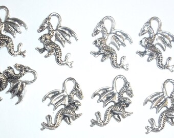 10 x Dragon Charms - Tibetan Silver *18mm*et*