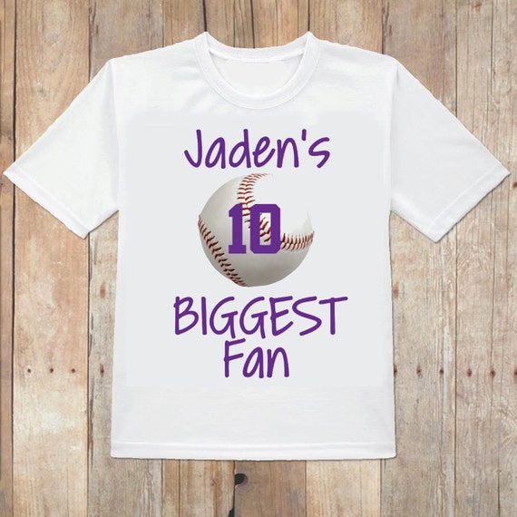 Items similar to Personalized biggest fan baseball shirt, personalized